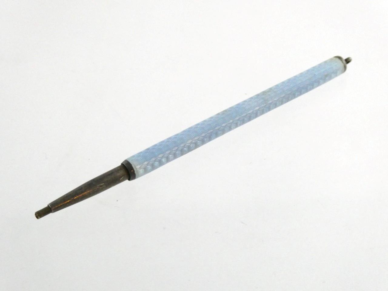 Vintage Gullioche Pale Blue Enamel Pencil Screwend Lead Up and Down