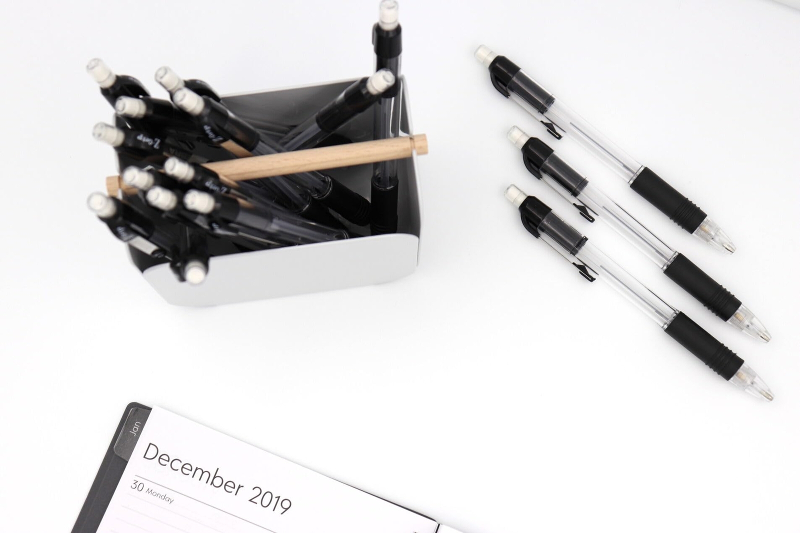 24 Count Black Mechanical Pencils Soft Grip Refillable Lead and Eraser