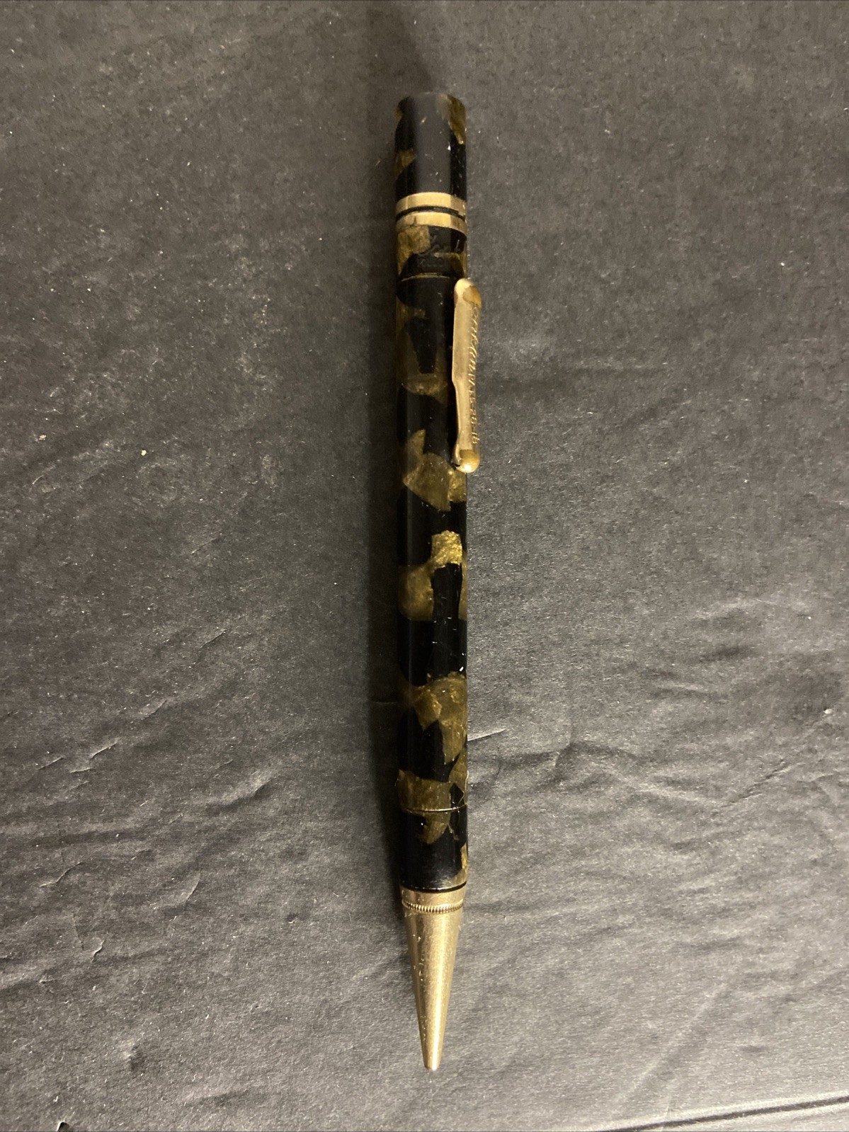 Conklin Endura Mechanical Pencil Gold and Black Marble 1930s