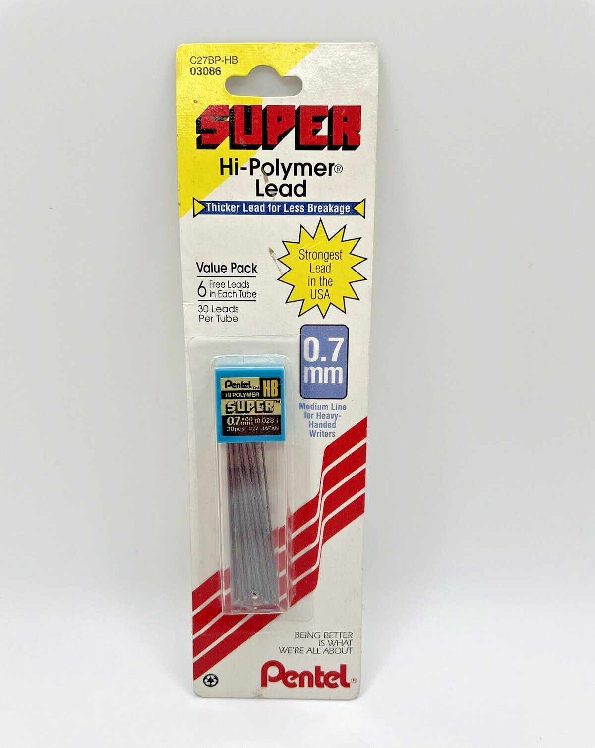 Pentel Hi Polymer HB Mechanical Pencil Lead Lot of 8 Tubes 0.5 0.7 0.9mm