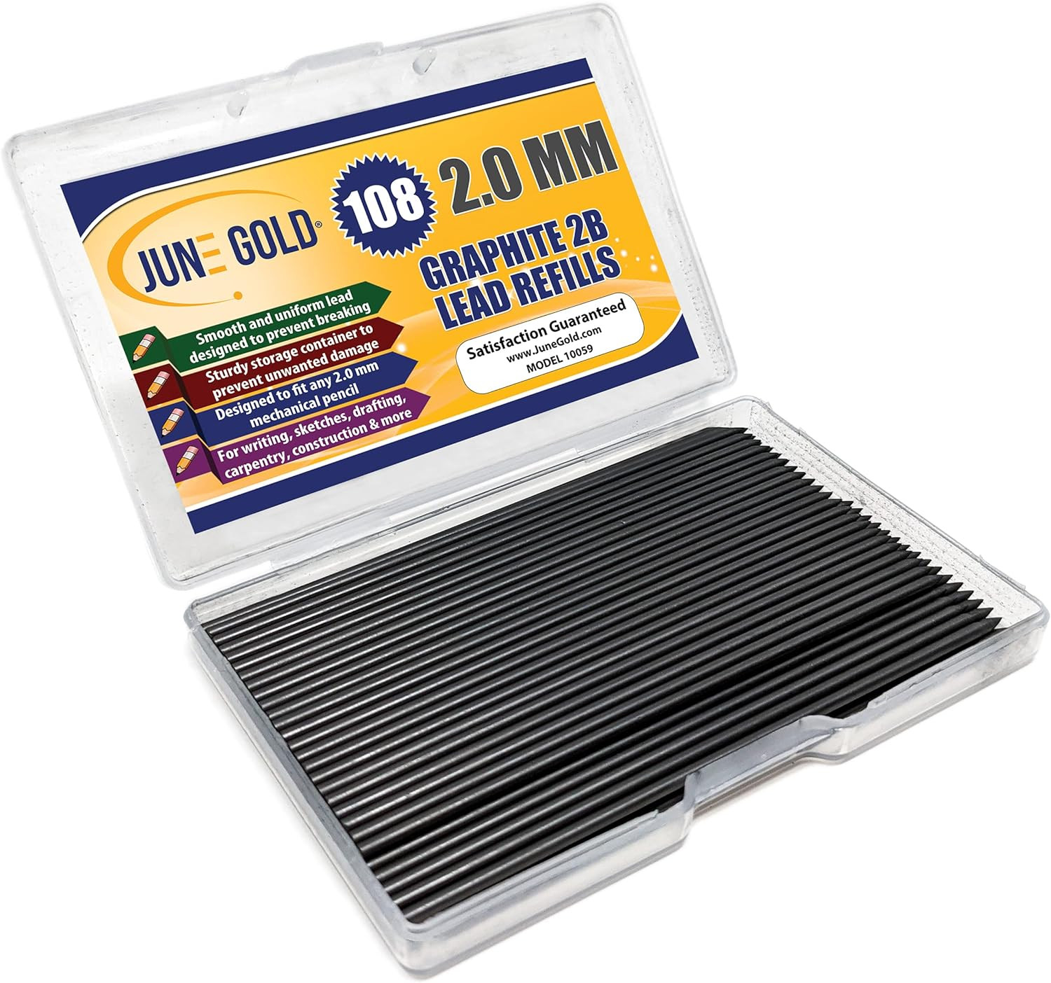 108 Pieces, 2.0 Mm 2B Lead Refills, 90 Mm Length, Extra Bold Thickness, Break Re
