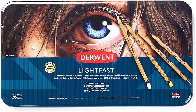 Derwent Lightfast Colored Pencils 36 Tin, 36 Count (Pack of 1), multicolour