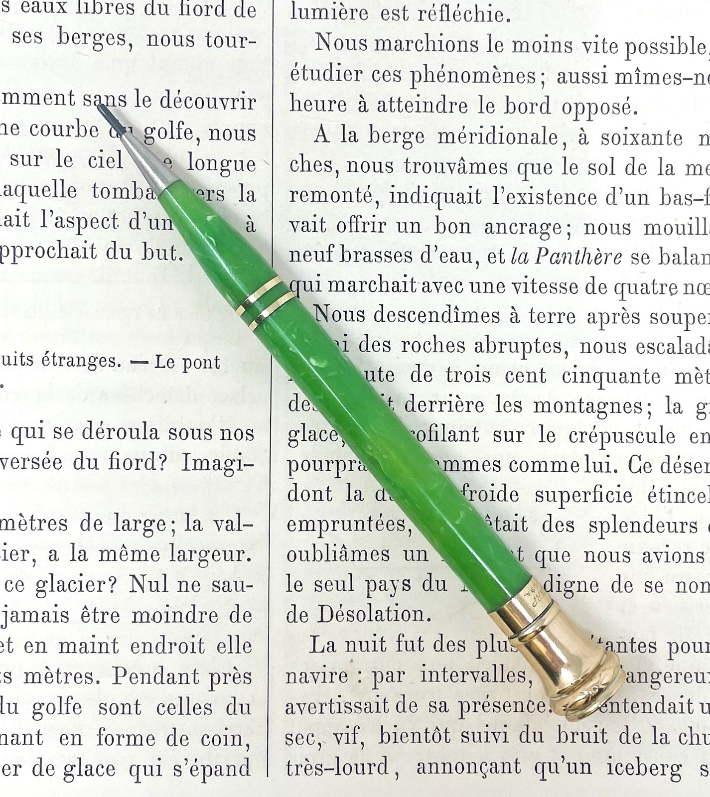 Vintage Wahl Eversharp Jade Green Gold Filled Pencil Ring-Top