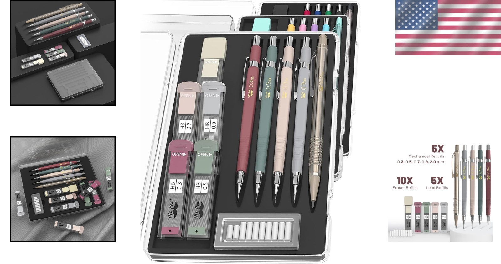 Versatile Mechanical Pencil Set for Art, Office & School – 5 Sizes Included