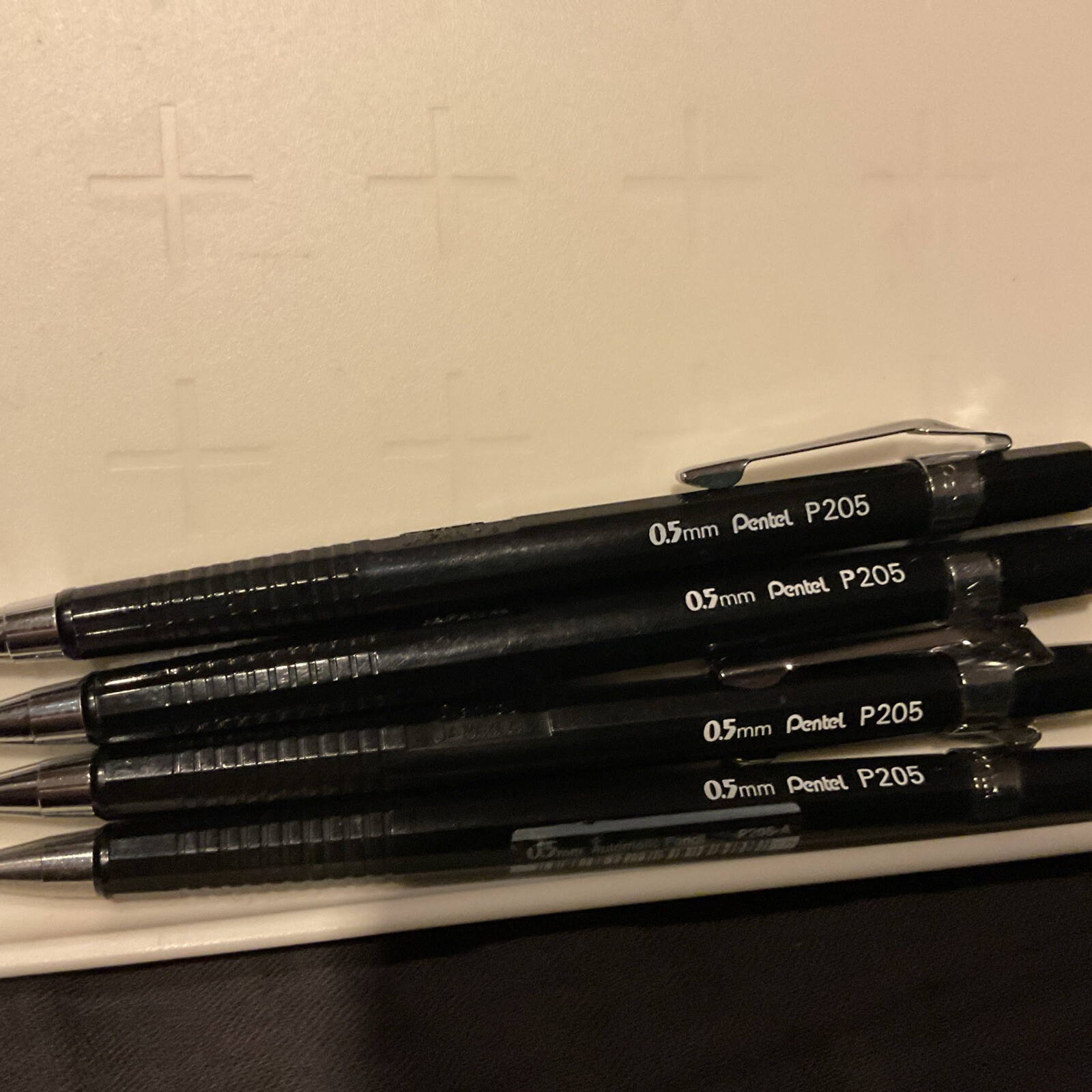 Pentel 4 MECHANICAL PENCILS P205 Black Body Pocket Clip 0.5mm Japan Ref39