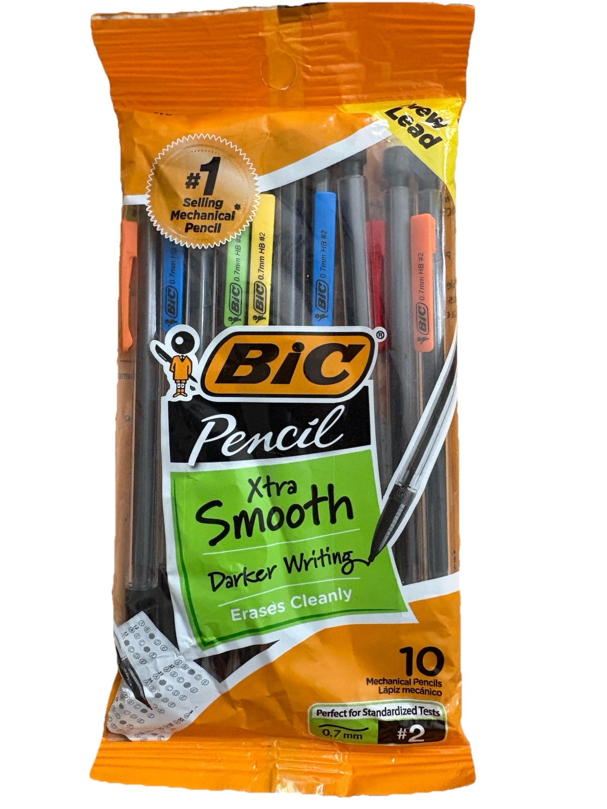 BIC Xtra Smooth Xtra Life Mechanical Pencils .7 mm 2 Packs of 10 Erases Clean