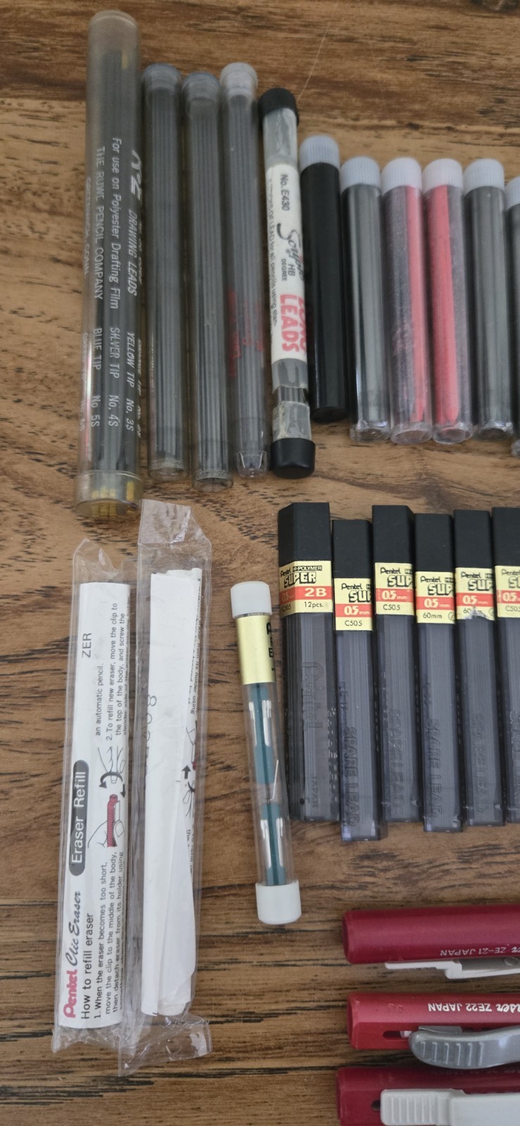 Vintage Mechanical Pencil Lead Refills & Erasers-Mixed Colors & Sizes-Lot Of 44
