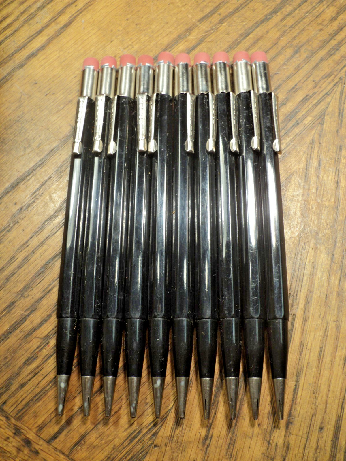 Vintage 10 Pack Durolite Mechanical Pencil Black Body & Tip NOS Seconds? 5-3/4″