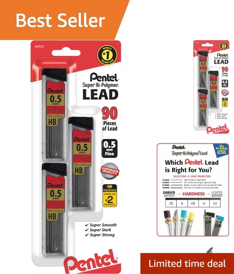 Super Hi-Polymer HB 0.5mm Lead Refills – Pack of 90 for Smooth Writing