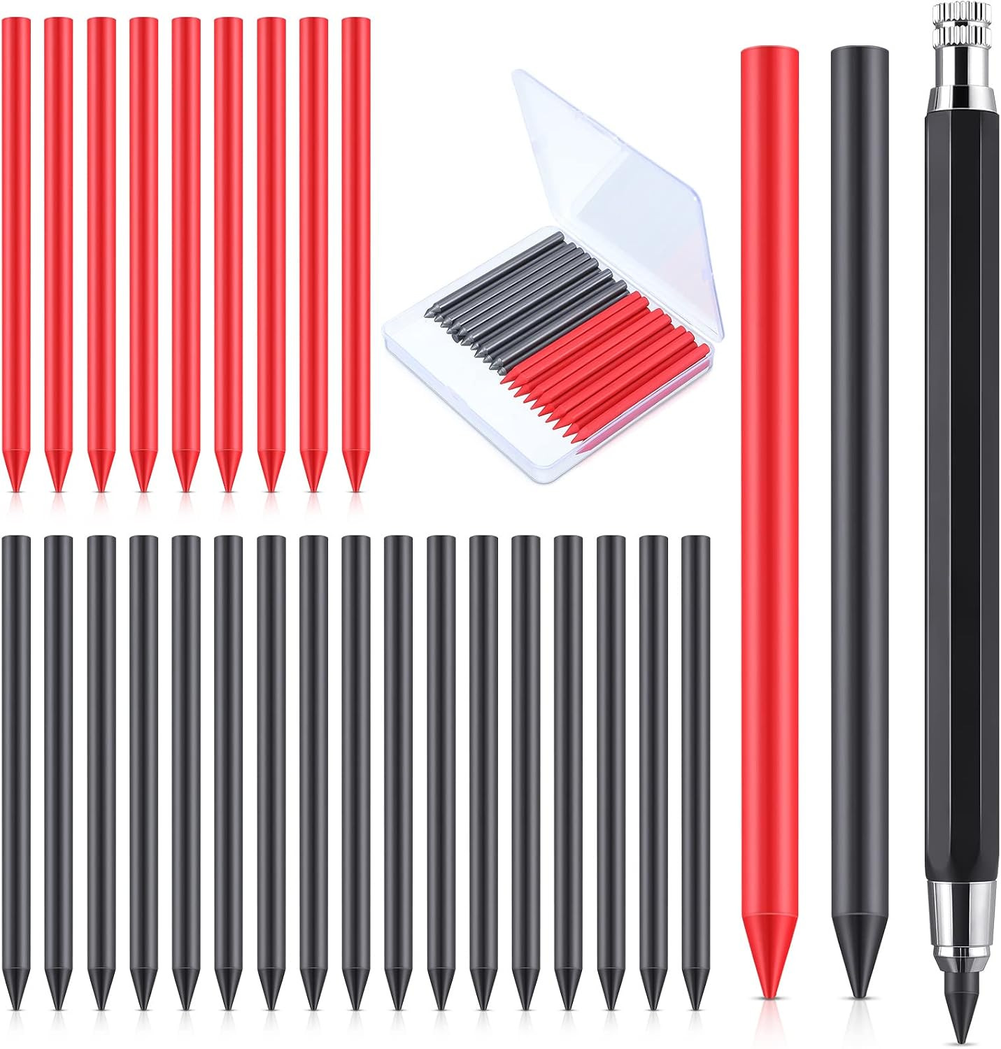 36 Pcs 5.6 MM Lead Holder Mechanical Pencil and Refills with 1 Automatic Clutch