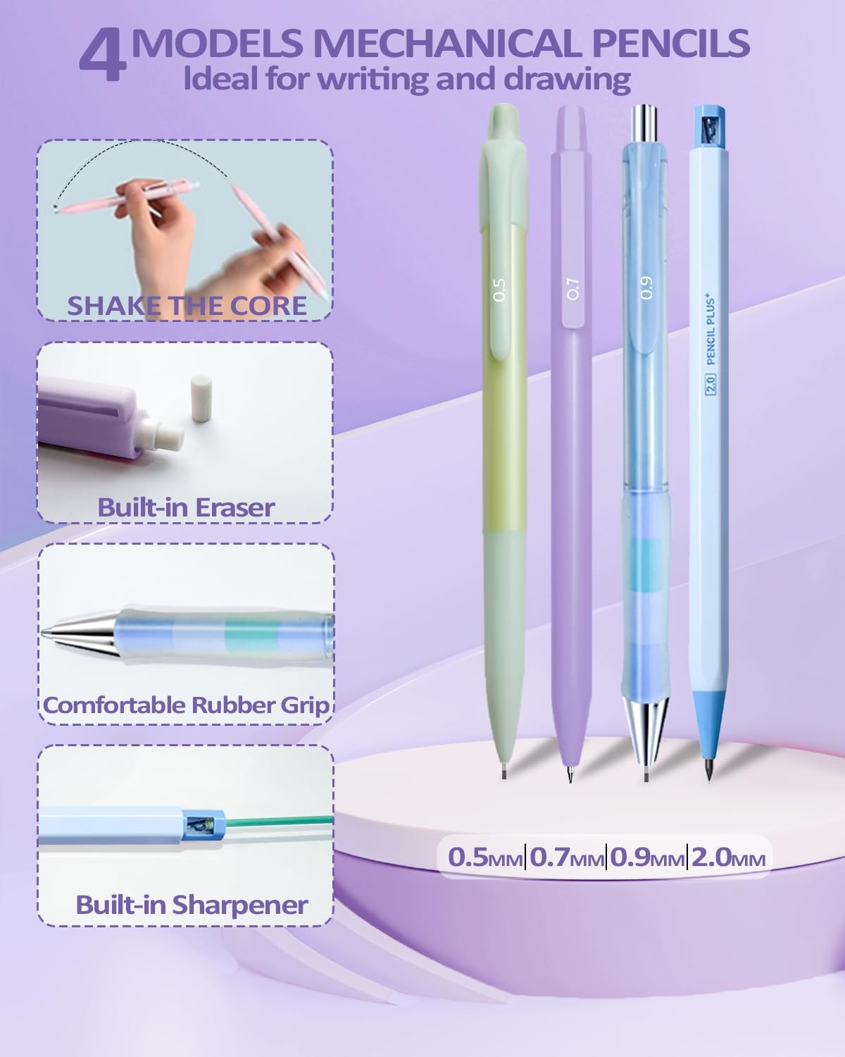 42PCS Mechanical Pencil Set with Cute Pencil Case 12X Pastel Mechanical Penci…