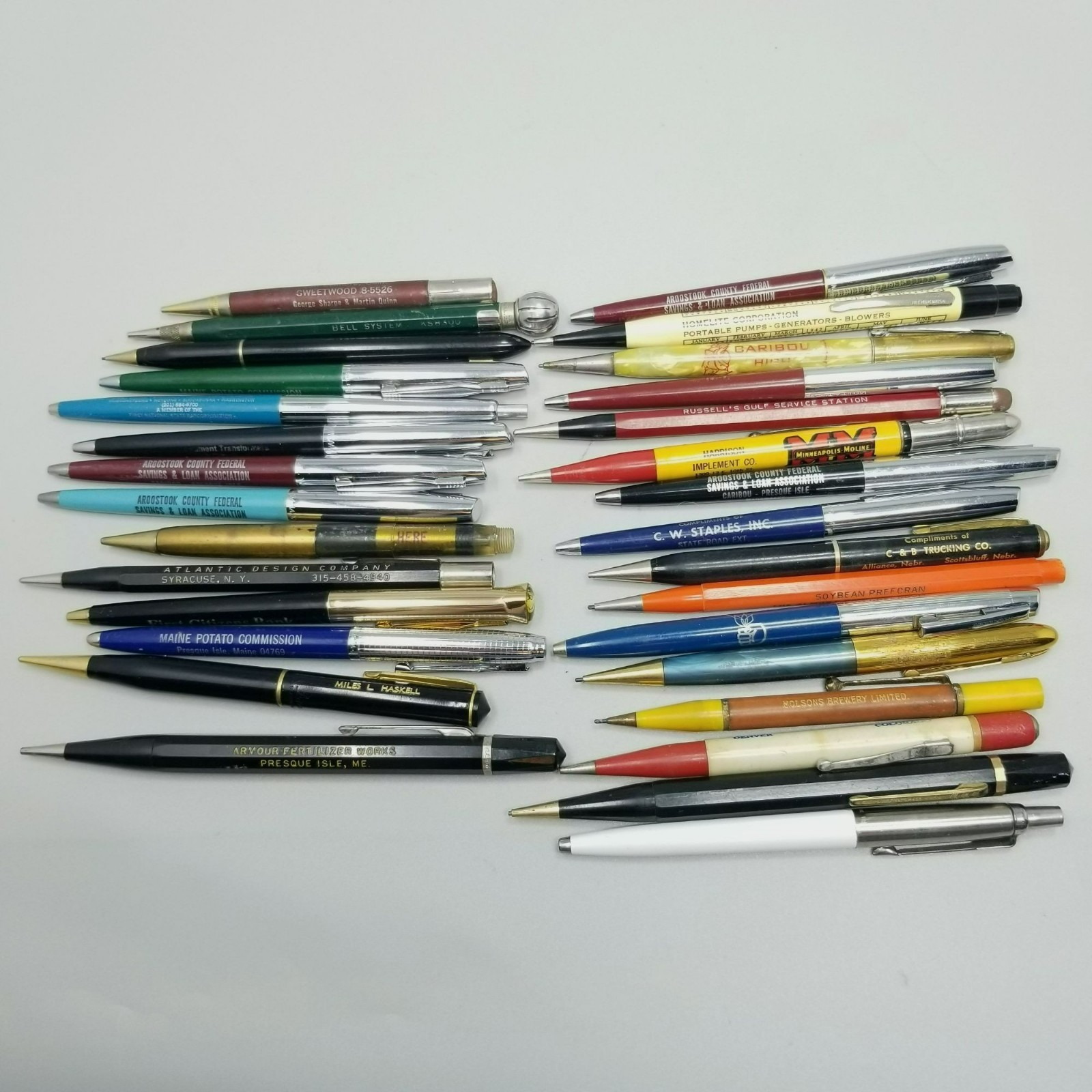 Vintage Advertising Mechanical Pencil and Pen lot of 30 AS IS