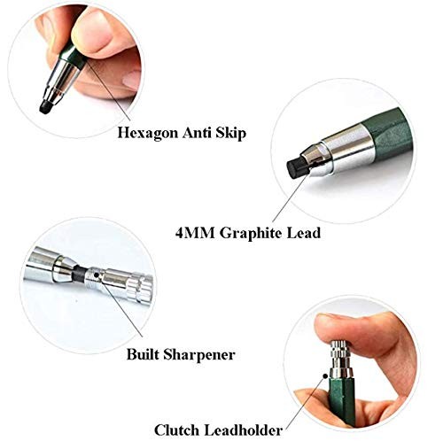 5.6mm Mechanical Sketch Pencil Rainbow Lead Refills BuiltIn Sharpener