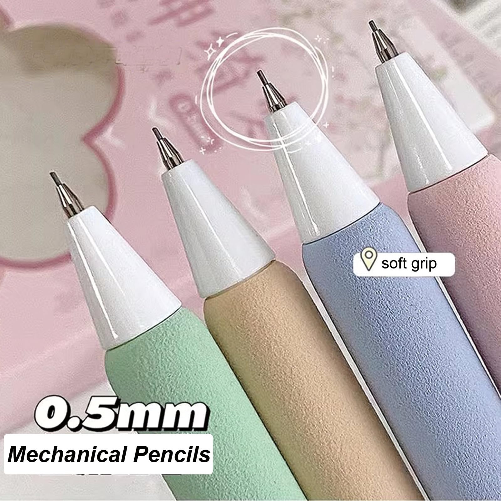 MOZXIRZ 4 Pcs Flower Mechanical Pencils with Refill and Eraser, 0.5mm Cute Me…