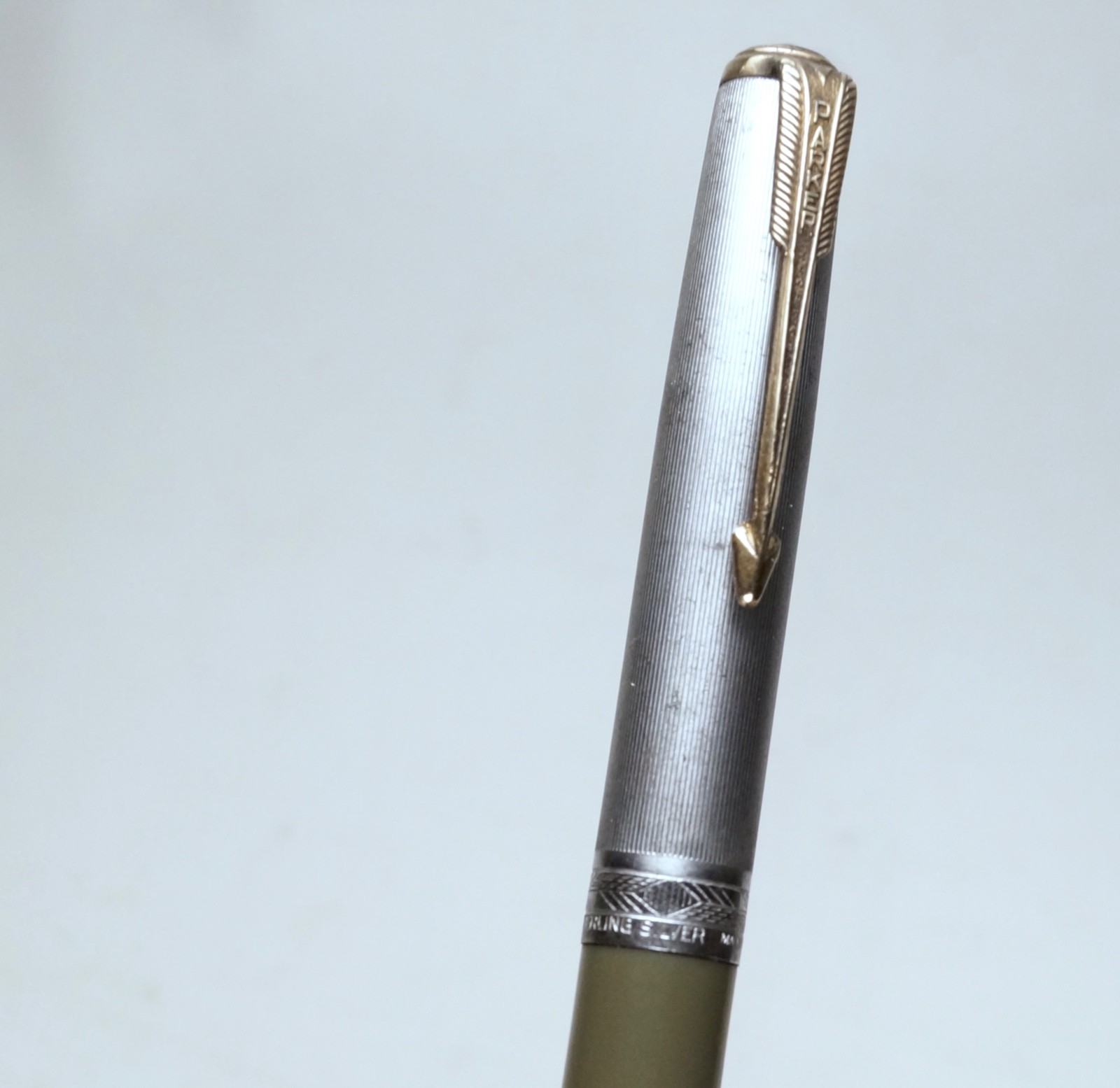 Parker 51 Pencil Sterling Cap Gray-Green Barrel GF Trim, For Parts or Repair