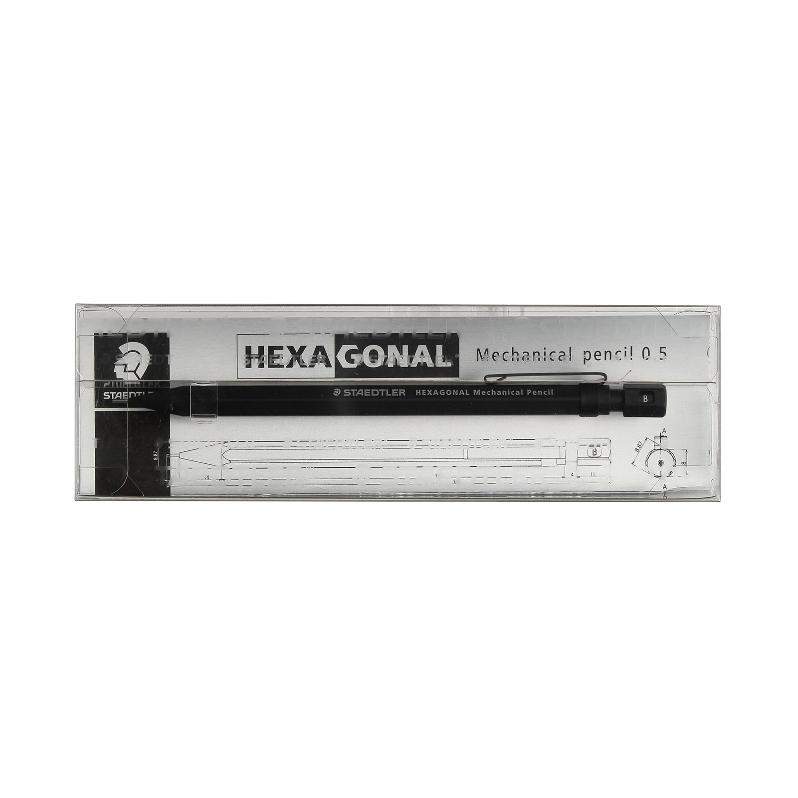 925 7705B Clean Black 0.5 mm Hexagonal Mechanical Drafting Pencil Stick