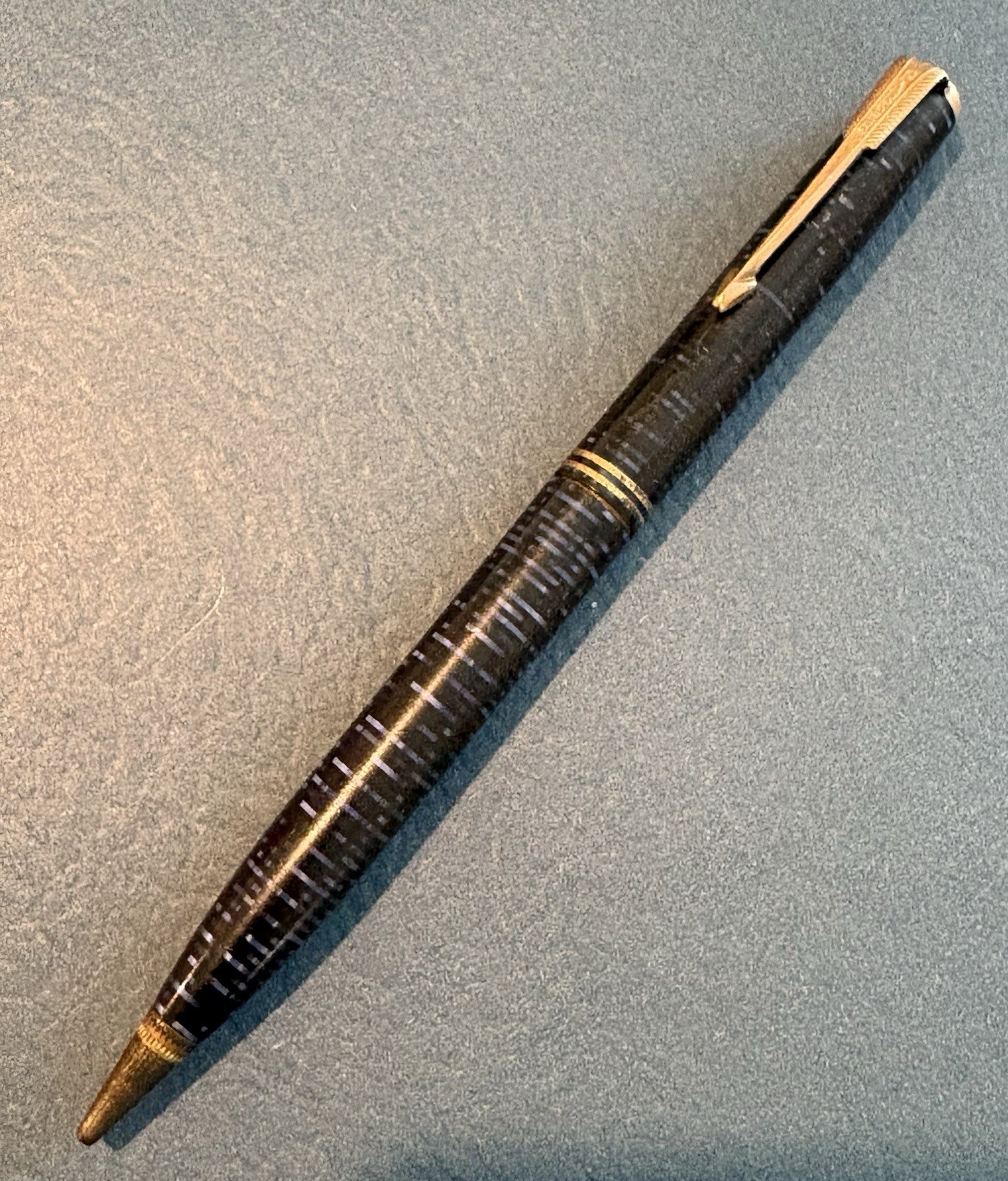 Antique Vtg Parker Candy Striped Twist Mechanical Pencil Black & Blue