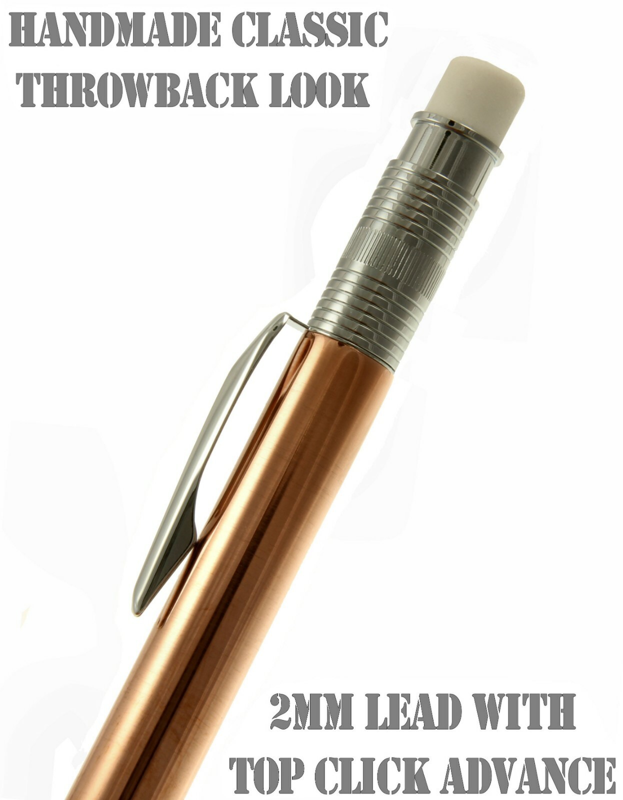 Throw Back Handcrafted 2mm Pencil in Chrome with Raw Copper Body / #347