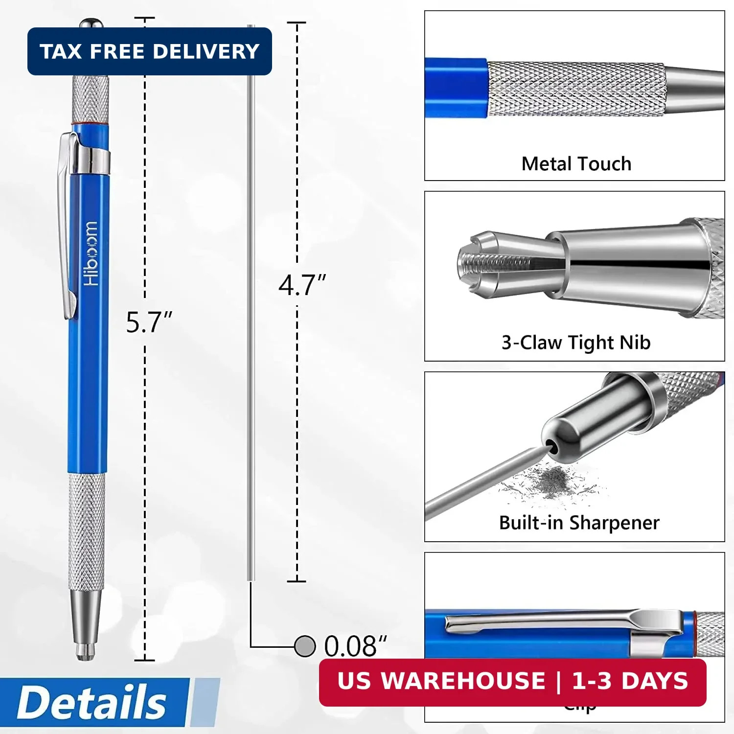 Hiboom 2 Pcs Welders Pencil with 24 Pcs Silver Round Refills, Mechanical Pencils