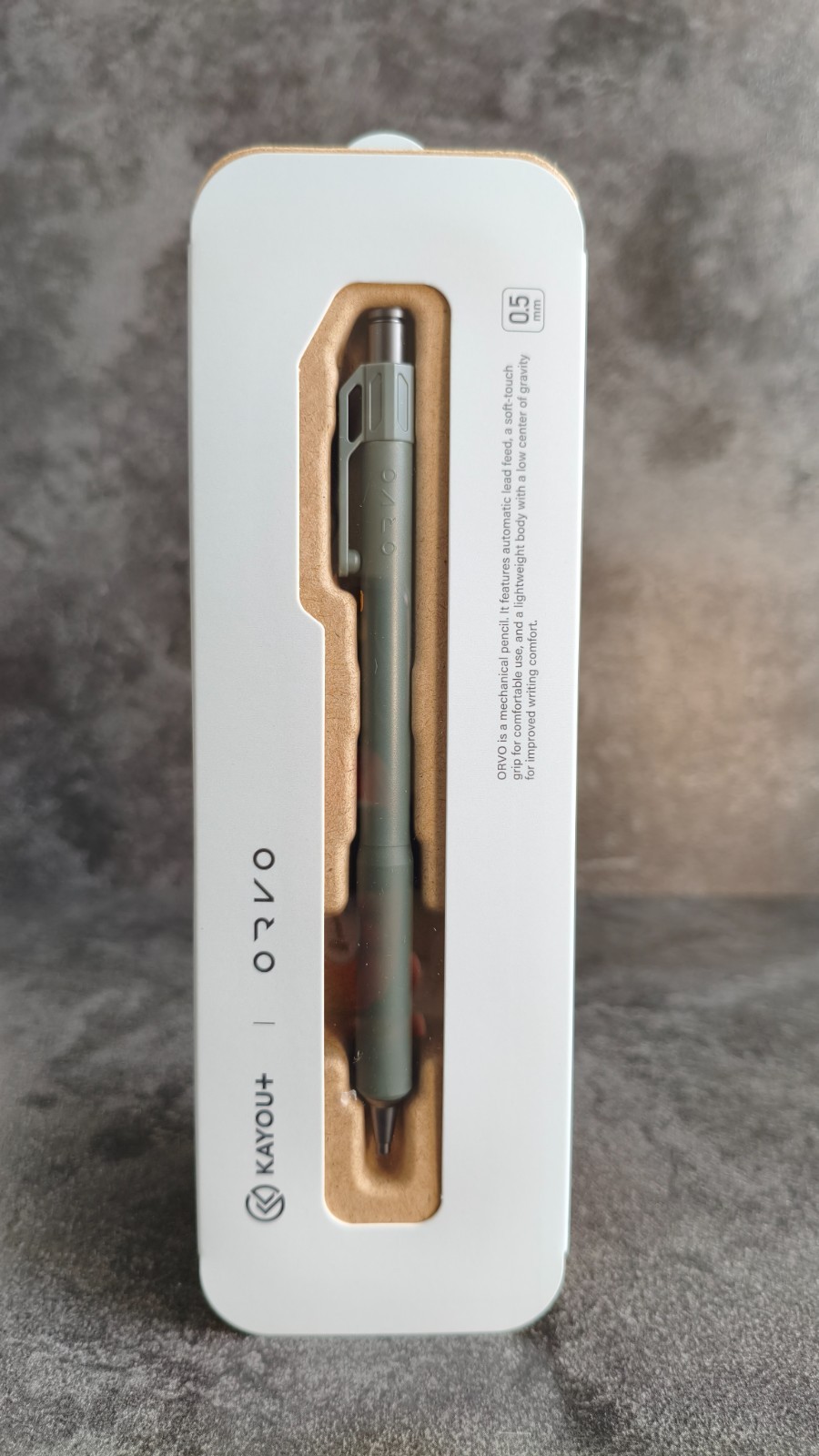 KAYOU+ ORVO Automatic Mechanical Pencil 0.5mm 2 Pens Set Forest Green Sand Gray