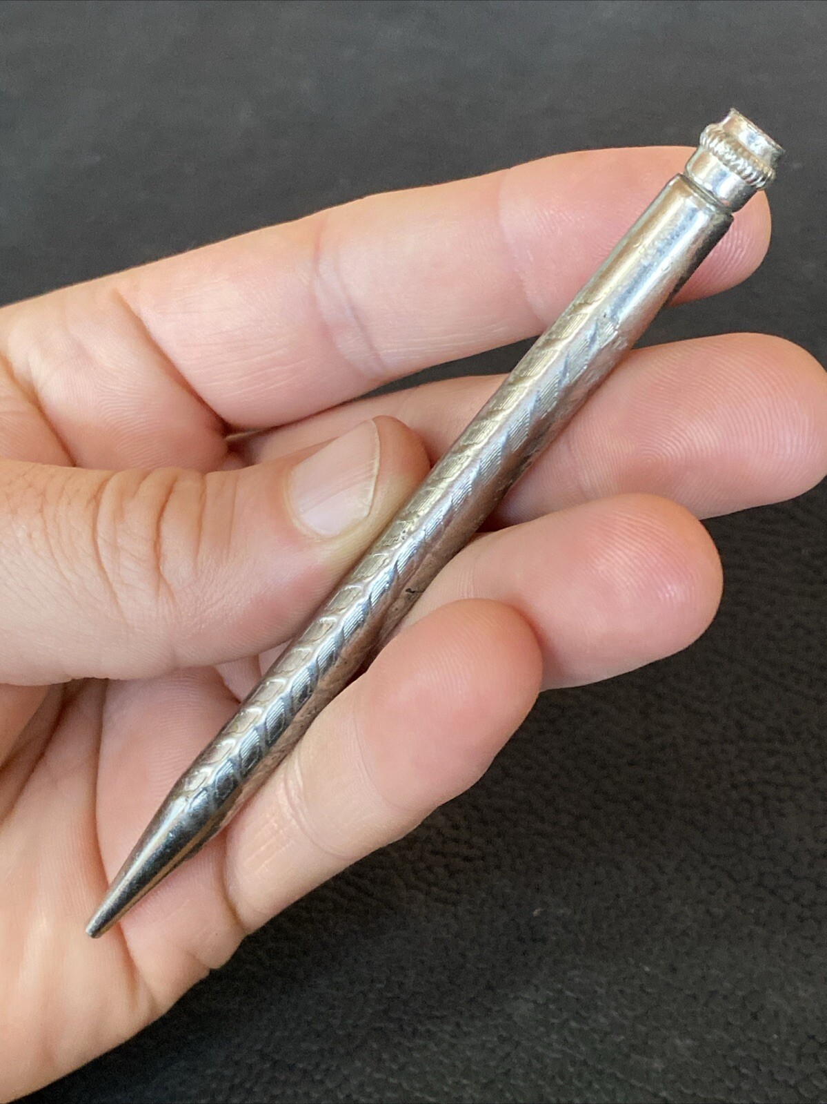 VTG 1920s/30’s Made In USA PAT’D Mechanical Pencil Silver Tone Twist Top AS IS