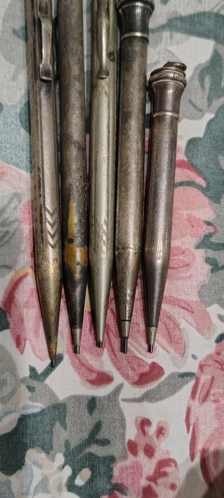Lot Of 5 Wahl Eversharp, Superite Silver Plated Mechanical Pencil Made In USA