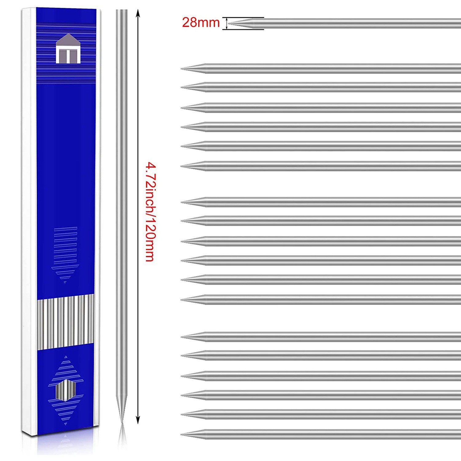 60 Pcs 2.8 mm Solid Pencil Refills for Carpenter Pencils8437