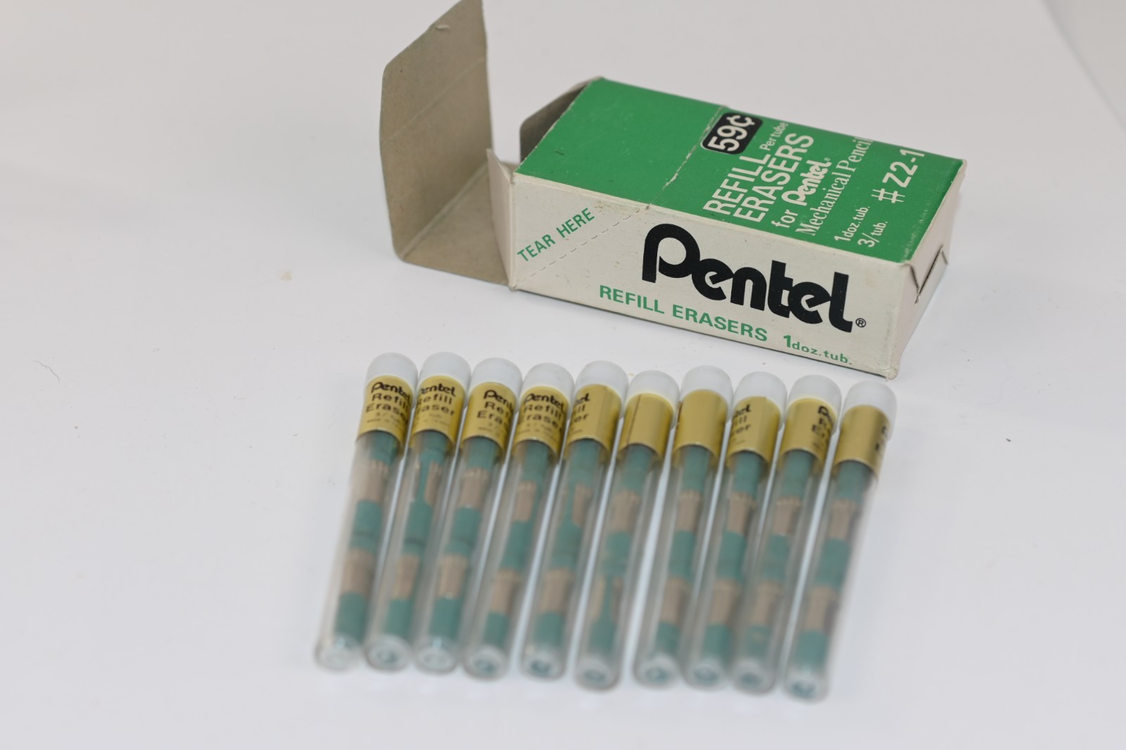 Vintage Pentel Mechanical Pencil Refill Replacement Erasers Box 30 # Z2-1 Green