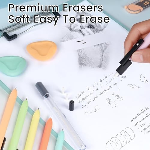 Pastel Mechanical Pencil Set, 6 Pack with Case, 0.5mm & 0.7mm | 0.5mm+0.7mm