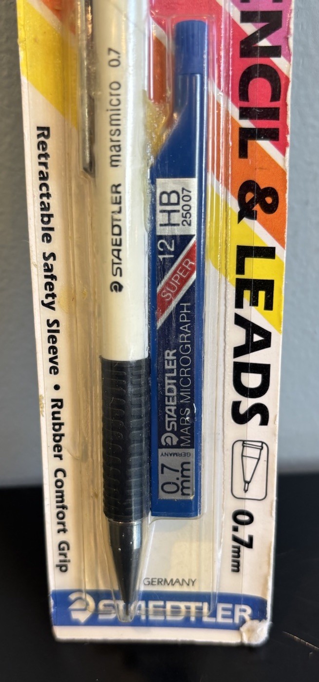 Staedtler Marsmicro 0.7 mm White Mechanical Pencil & Leads Comfort Grip NOS READ