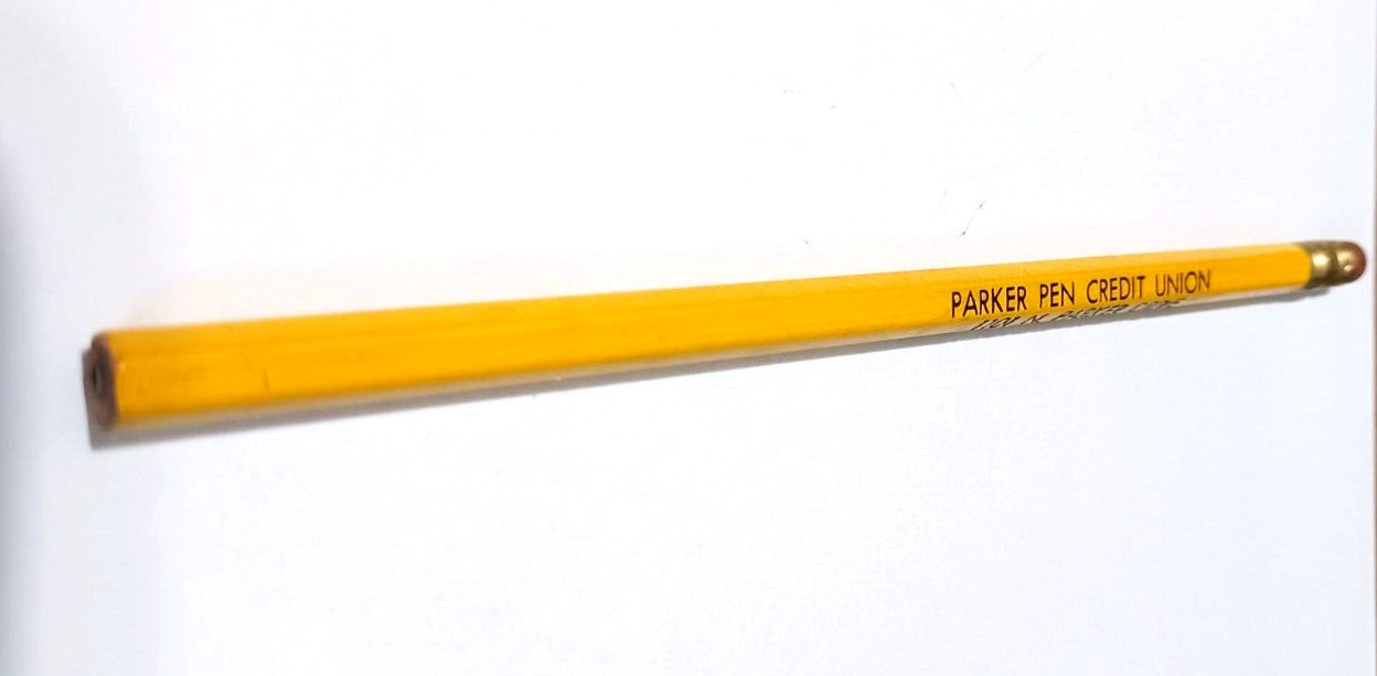 Parker Pen Credit Union Janesville WI. Parker Drive Vintage Pencil Wooden 7.5 IN