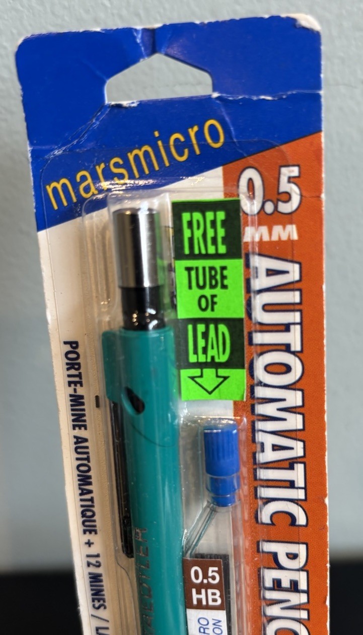 Staedtler Marsmicro 0.5 mm Green Mechanical Pencil & Leads Comfort Grip NOS