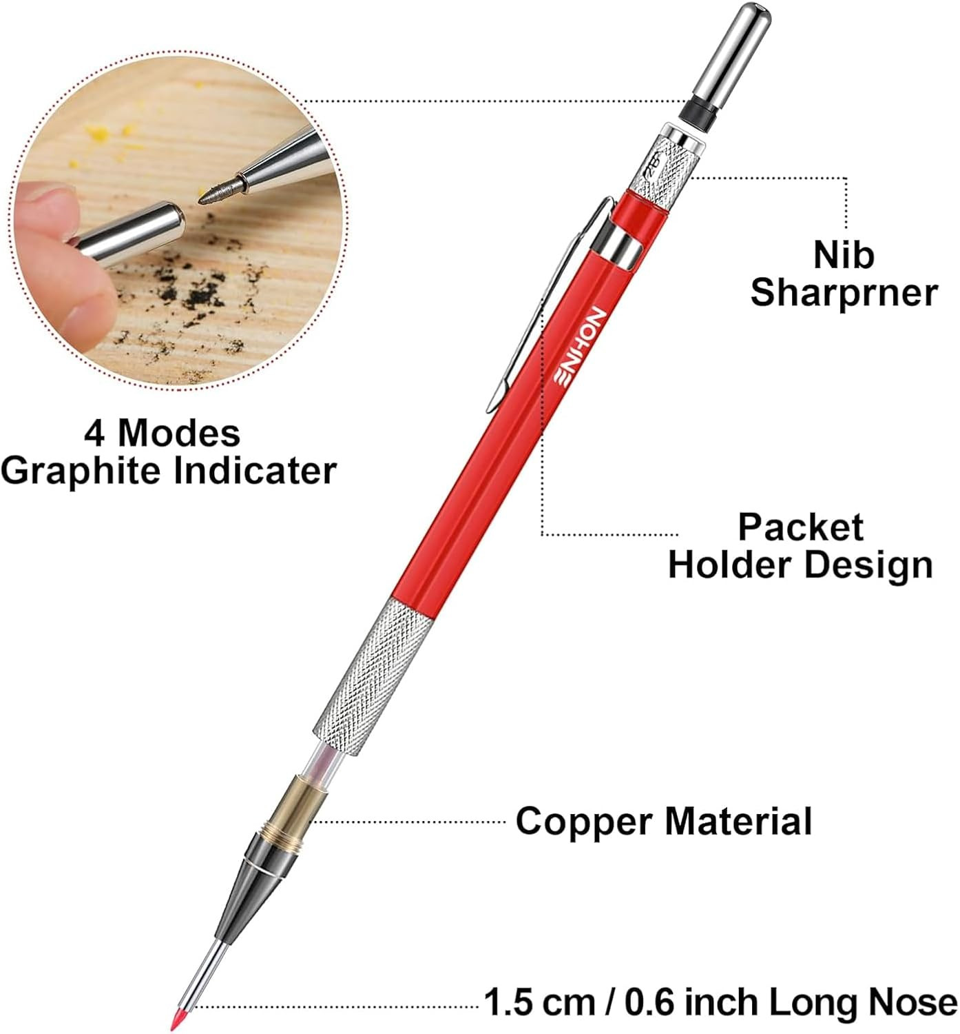 3 Pcs 2Mm Mechanical Carpenter Pencil Set with 36 Marker Refills and Sharpener,