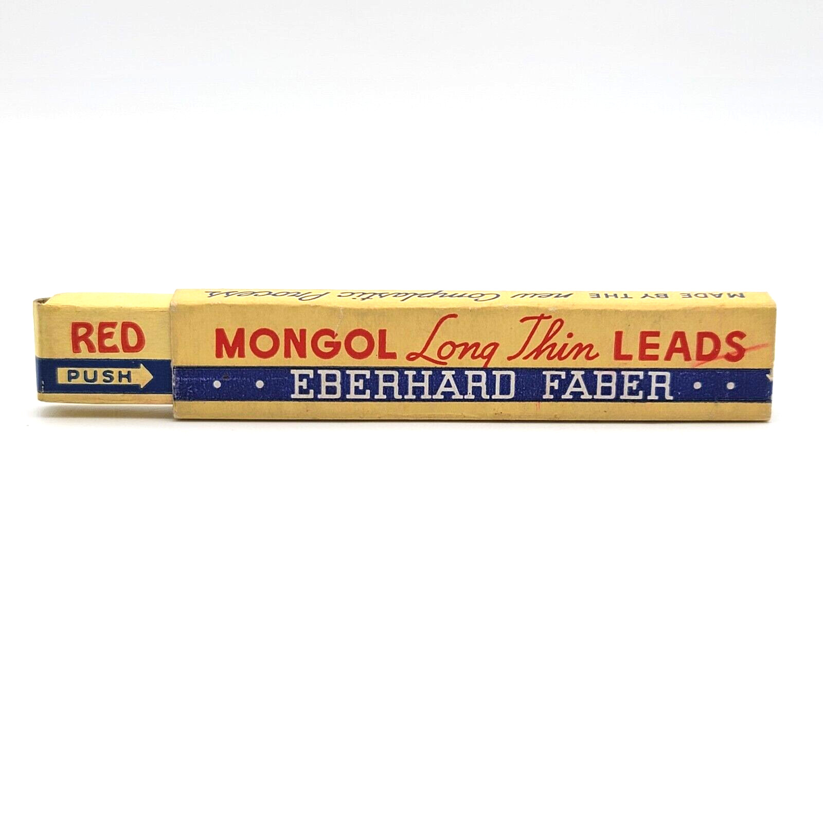 EBERHARD FABER Mongol Red Mechanical Pencil Lead 1.18mm 4″ NOS 12pk USA Vintage
