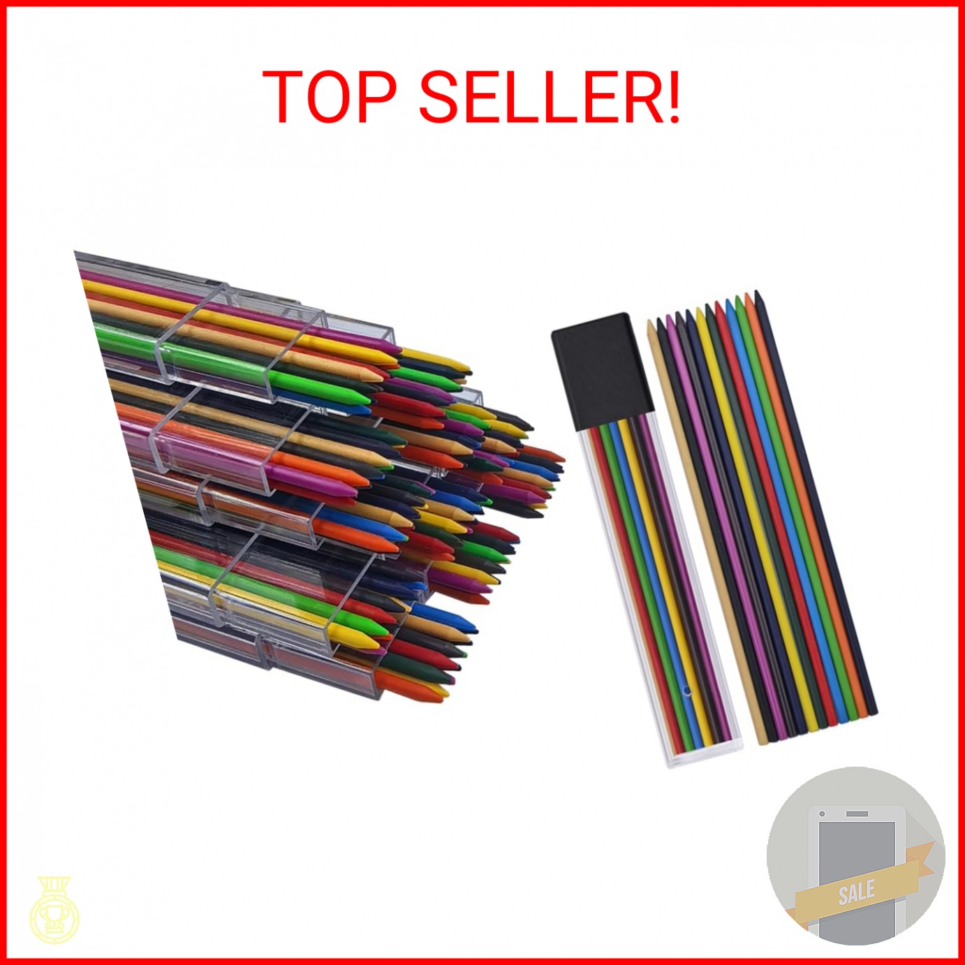 JOMPENS 2.0mm Colored Pencil Lead Refills, 72 Pack Assorted Colors Mechanical Pe