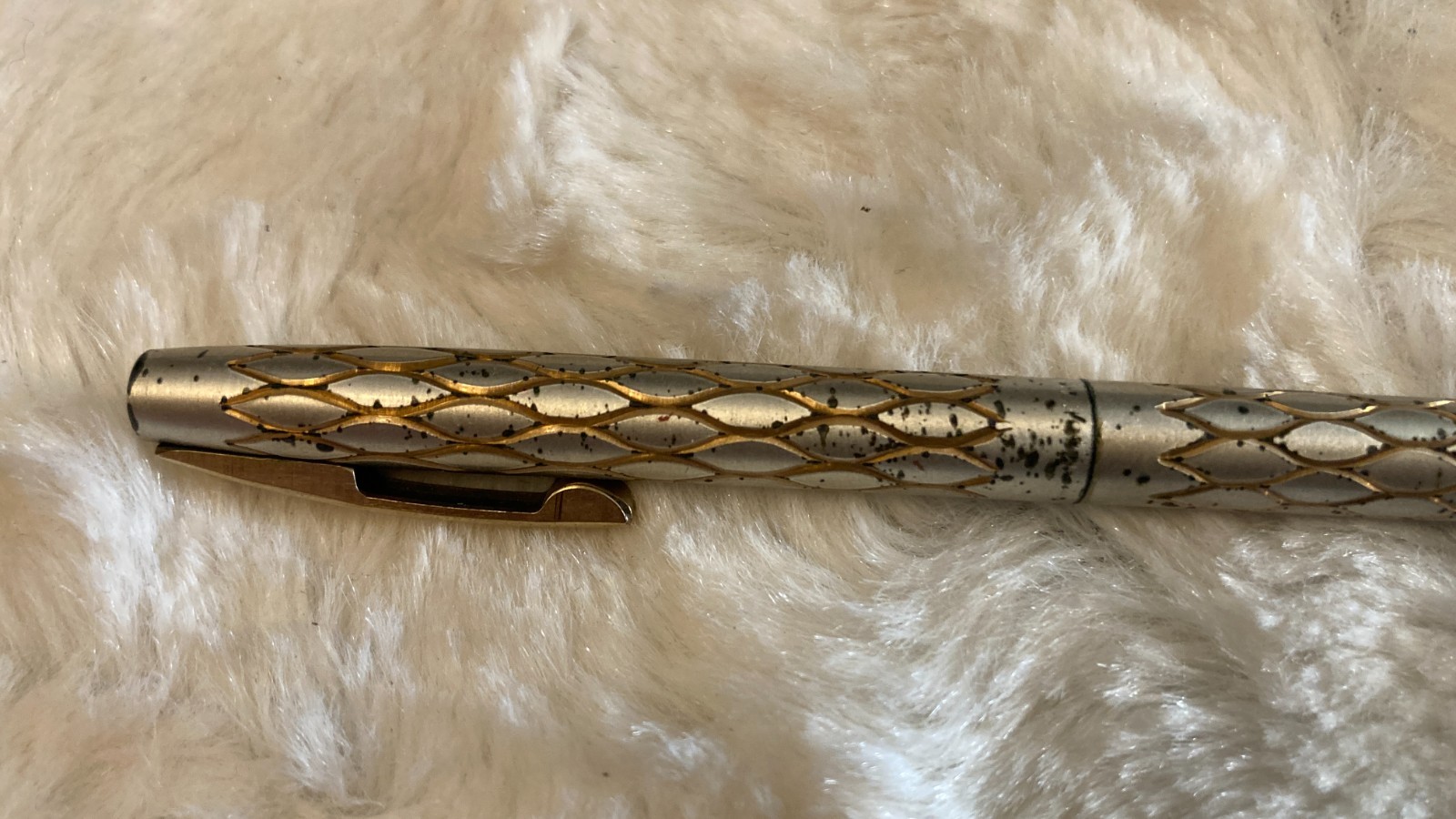 Vtg 1960s Lady Sheaffer Tulle Pattern Twist Mechanical Pencil Silver Gold Toned