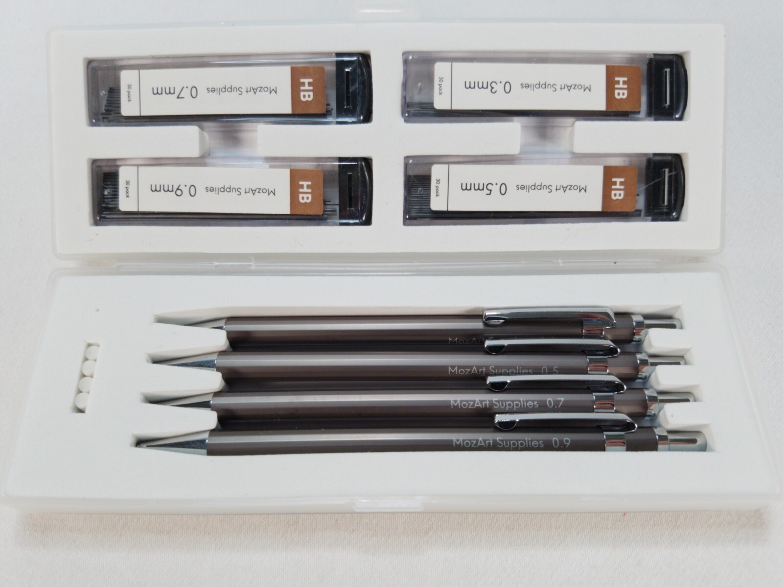 MozArt 4-Piece Mechanical Pencil Set with Case – Perfect for Artists & Students