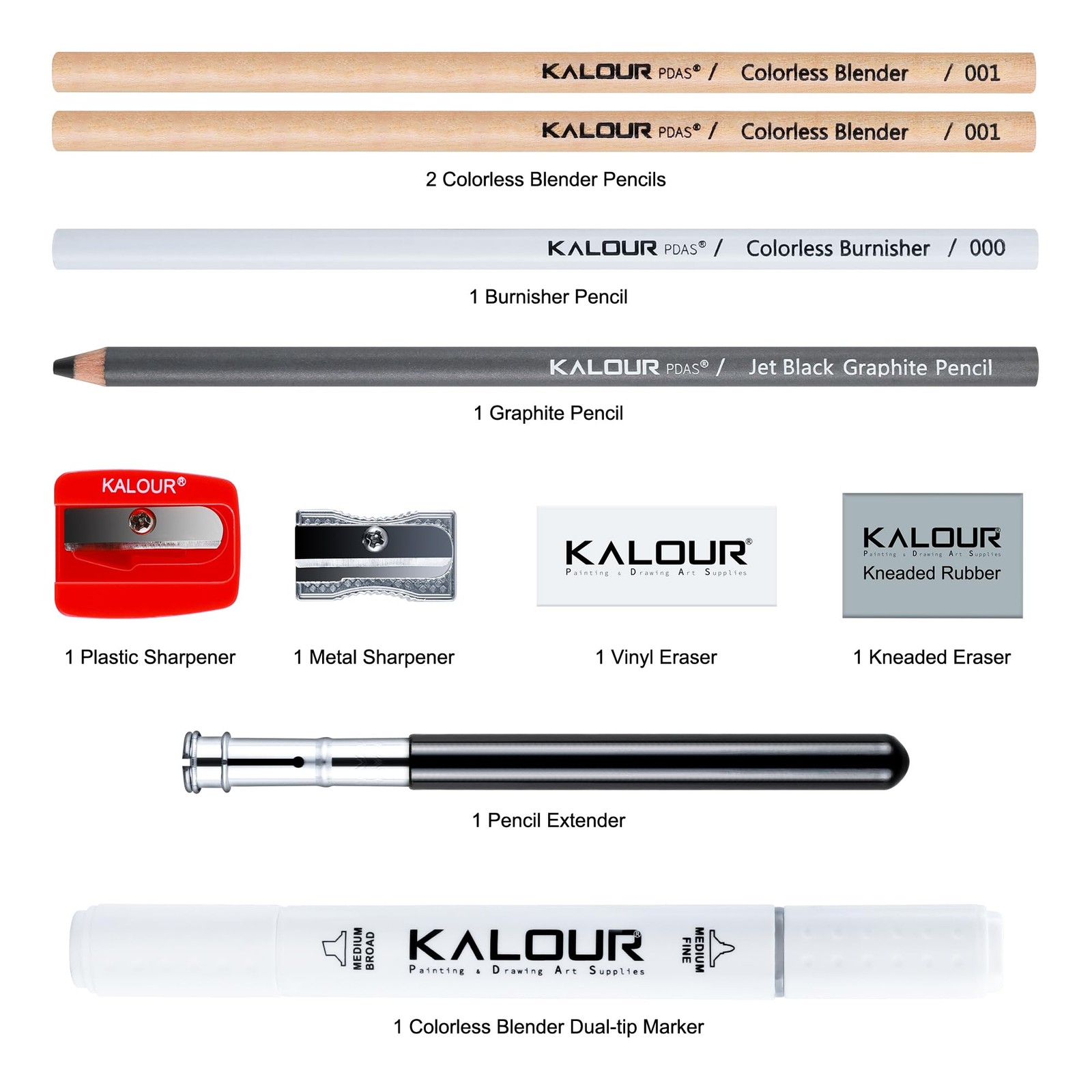 KALOUR Colored Pencil Accessory 10 Count (Pack of 1), Rainbow Multicolored