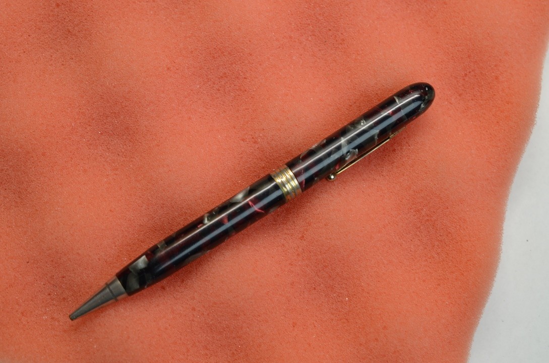 vintage fountain pencil Majestic black gray red marble