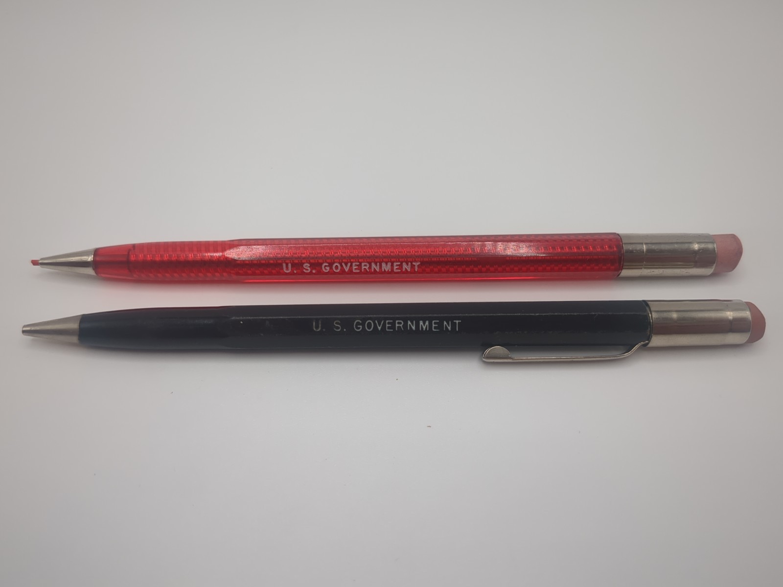 2 Vintage Skilcraft US Govt. Mechanical Pencils 1 Red/Red Lead & 1 Black/No Lead