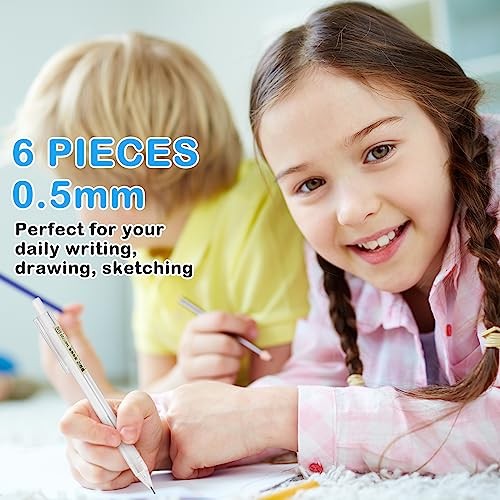 6PCS Novelty Mechanical Pencil Set, 0.5mm Transparent Pen Shell Pencils with