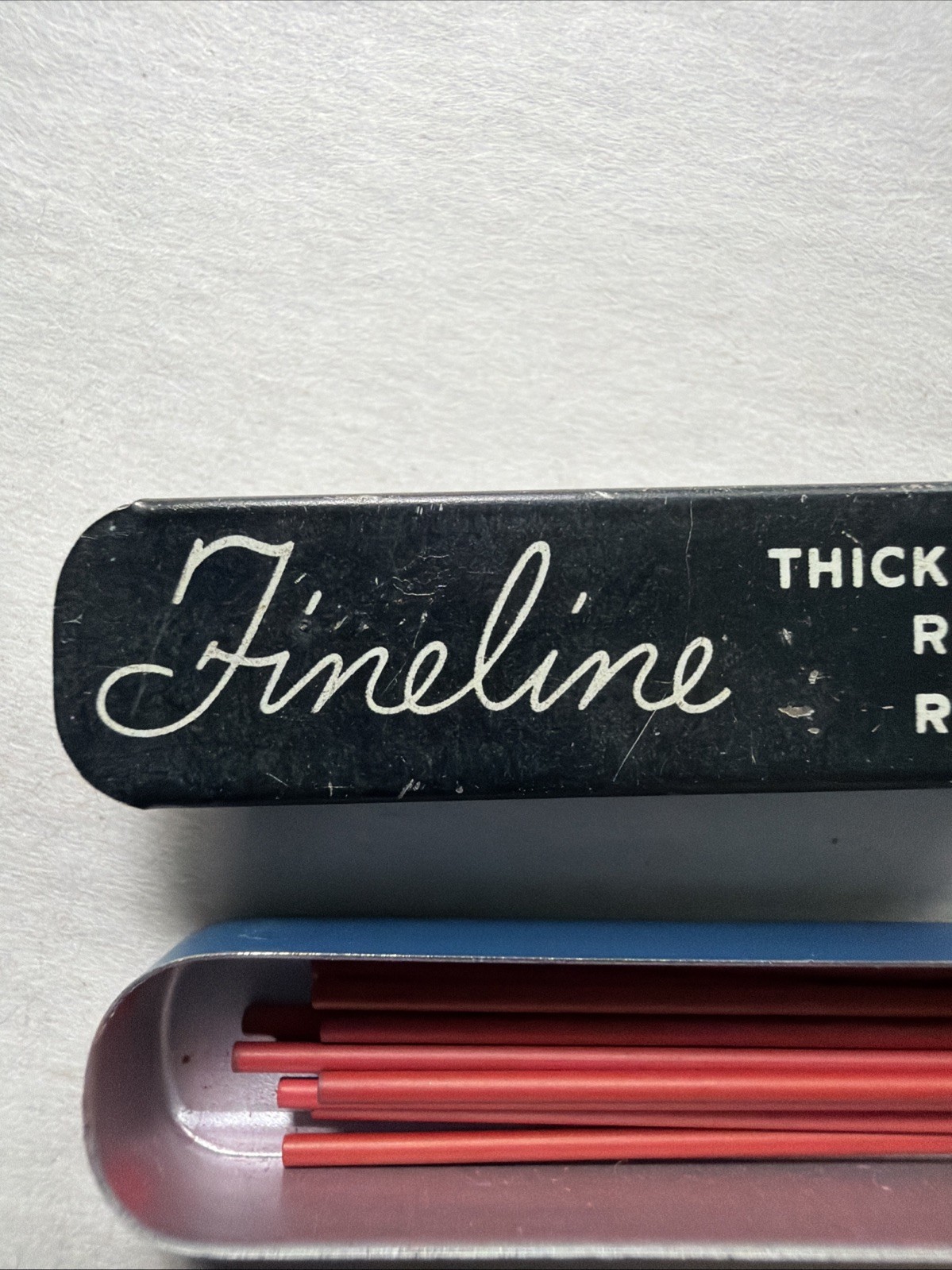 Vintage SHEAFFER Fineline Mechanical Pencil Lead RED 1.1mm Metal 12pk Tin USA