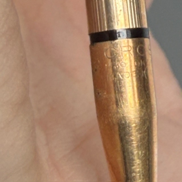 Vintage Ballou & Boss Retractable Pencil Brooch Pin Cross Mechanical Pencil Gold