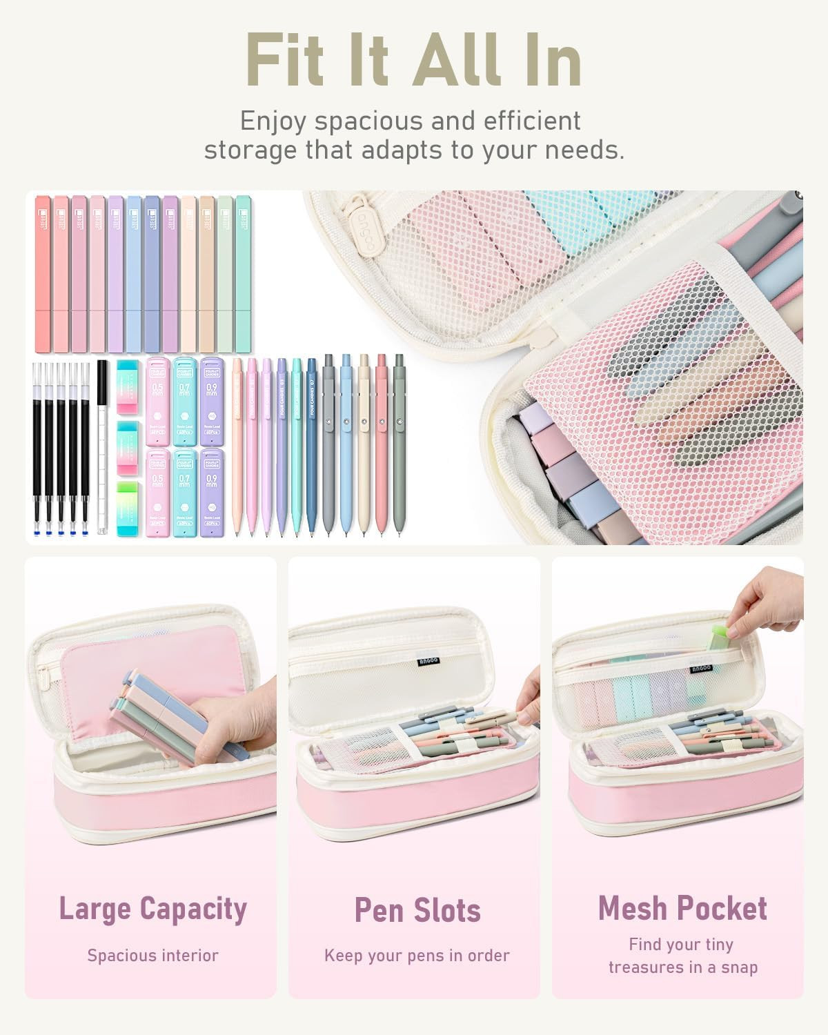39 PCS Aesthetic School Supplies with Cute Pen Case, 12 Pastel Highlighters, 5 B