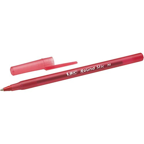Round Stic Xtra Life Ballpoint Pen, Medium Point (1.0mm), Red, 12-Count