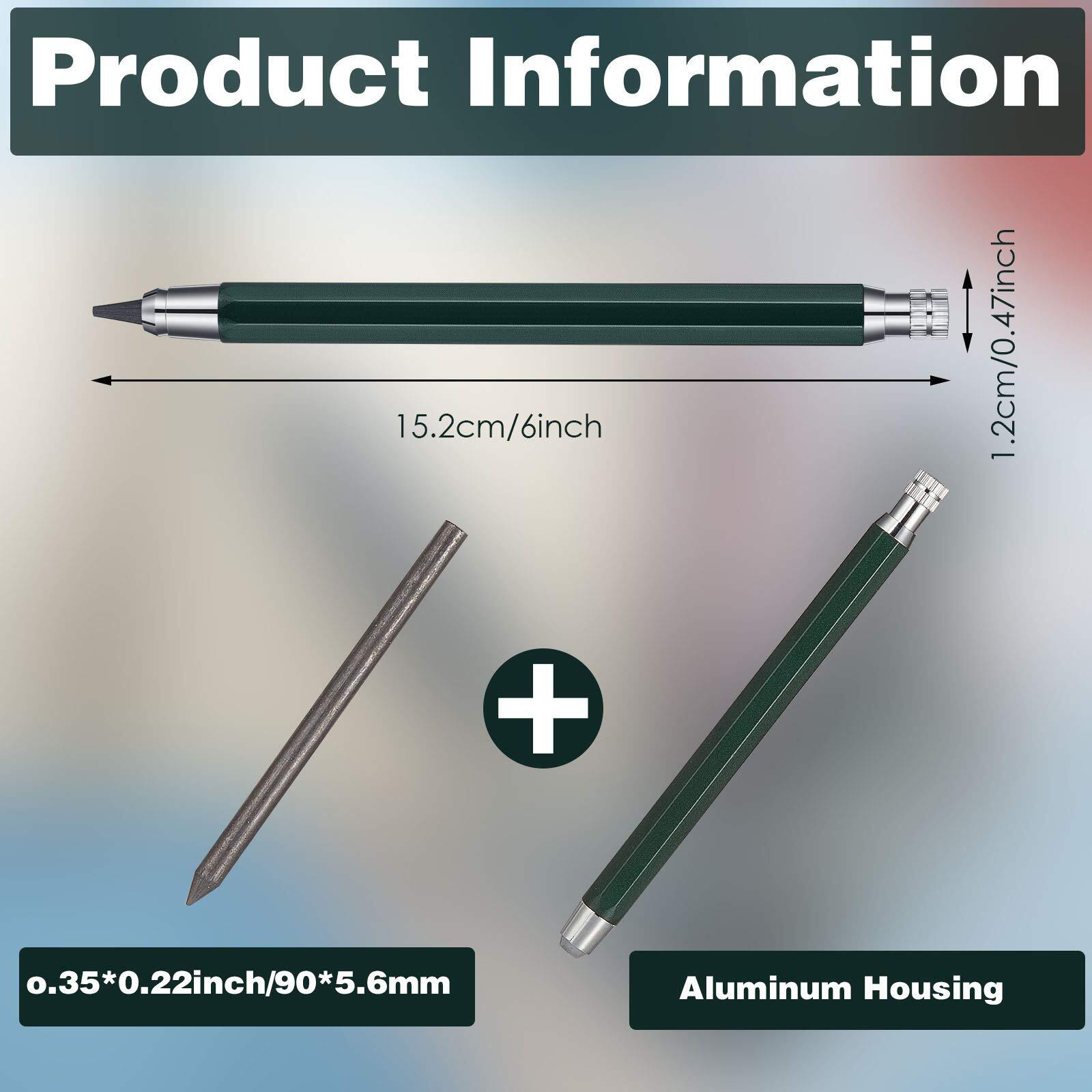 3 Pieces 5.6MM Lead Holder Mechanical Pencils Sketch Up Metal Automatic