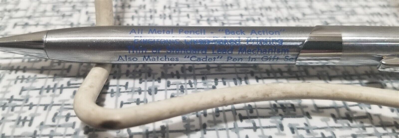 Vtg Ritepoint CADET Ribbed CHROME Metal Mechanical PENCIL Salesman Sample