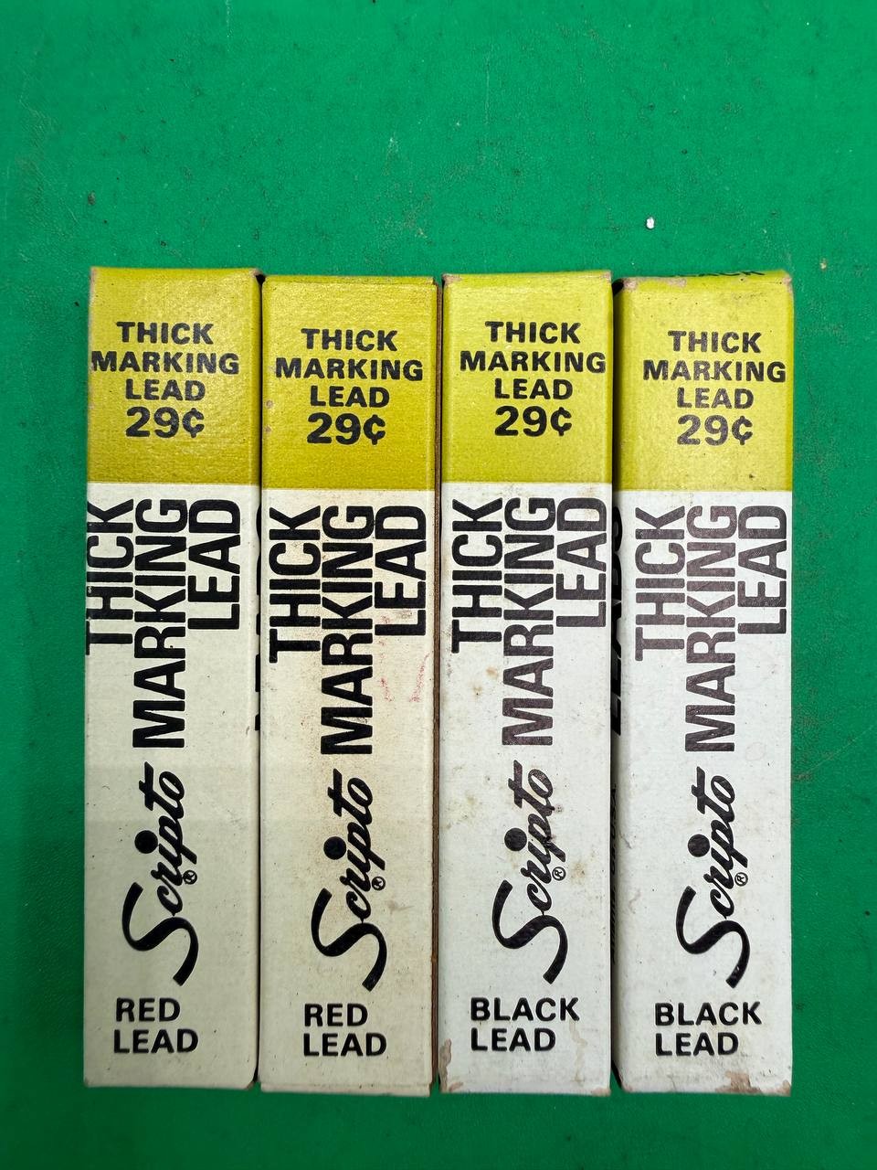 Lot 4 Vintage Scripto Thick Marking Lead No. G920 Red & Black Boxes RE