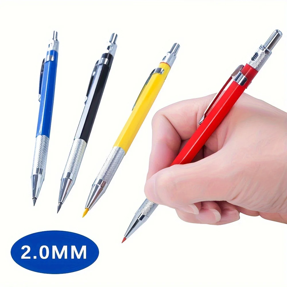 Four 2.0mm Lead Holder Mechanical Pencils & 36 Color Refills, Sharpener in Caps