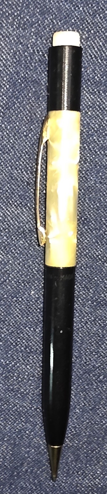 Vtg Sheaffers Mechanical Pencil Black Yellow Iridescent Marblish Swirl With Lead